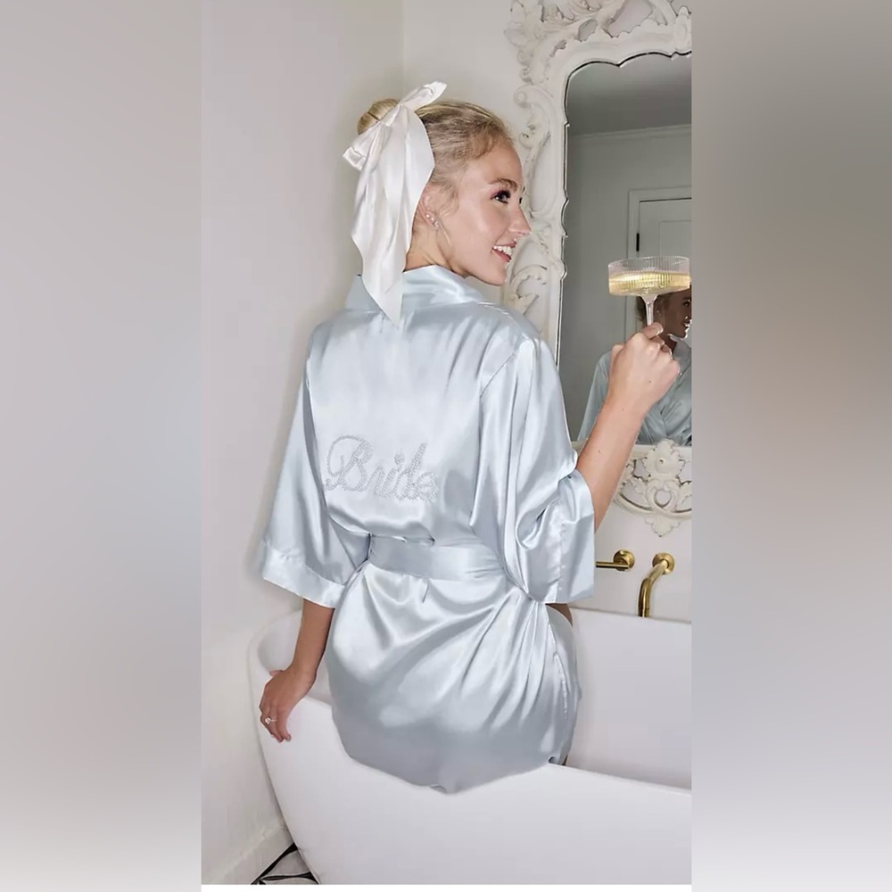 Elegant Light Blue Bridal Robe